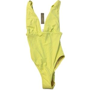 JCrew Plunge Neckline One Piece Swimsuit E8329 Yellow Sz 0 NEW